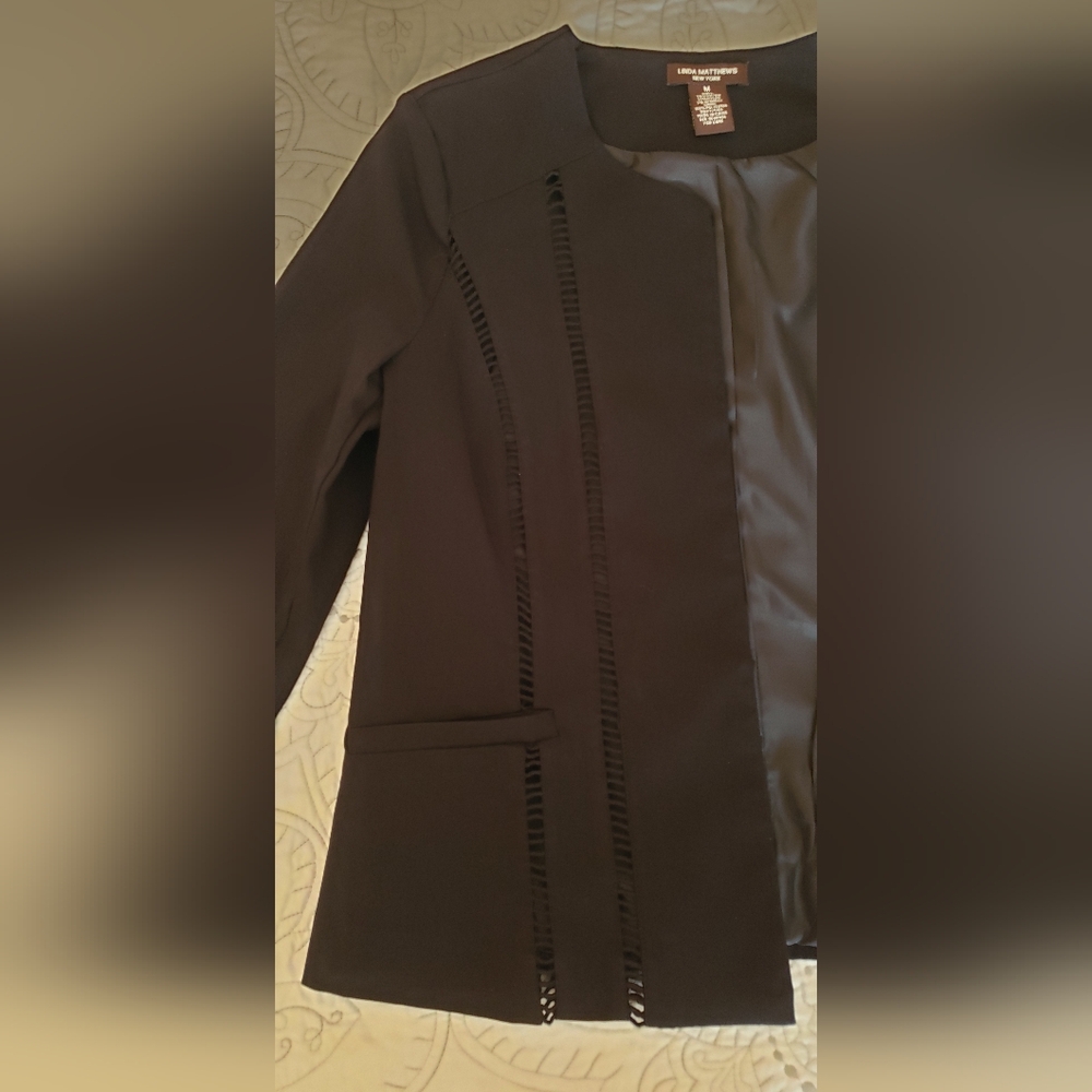Linda Matthews New York Black Blazer - Picture 10 of 11